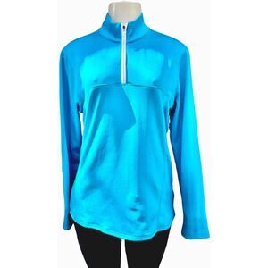 Womens Adidas Climawarm Quarter Zip Long Sleeve Turquoise Blue Pullover Medium M